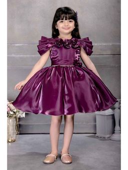Lagorii - Wine Floral Embellishment with Stone Worked Dress
