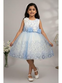 Lagorii - Blue Sequin Party Wear Dress with Bow For Girls