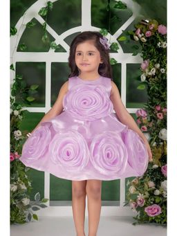 Lagorii - Blooming Princess Lilac Rosette Embellished Party Dress