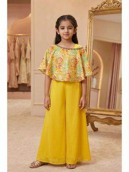 Lagorii - Mustard Printed Sequin Top with Palazzo