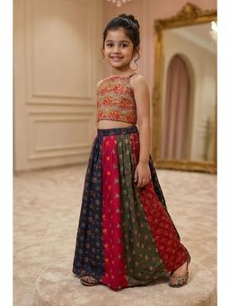 Lagorii - Multi-Color Bandhani Printed Lehenga Choli For Girls