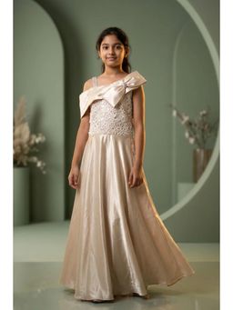 Lagorii - Champagne Gold One-Shoulder Party Wear Gown