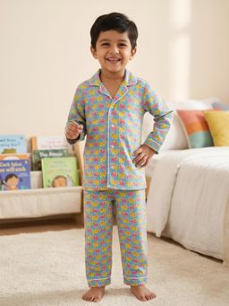 Polka Tots - Cotton Full Sleeve Lion Print Night Suit