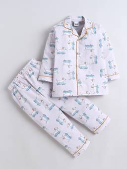 Polka Tots - Cotton Full Sleeve Puppy Print Night Suit