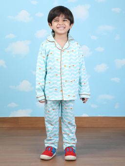 Polka Tots - Cotton Full Sleeve Fish Printed Night Suit
