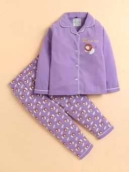 Polka Tots - Cotton Full Sleeve Lion Print Night Suit