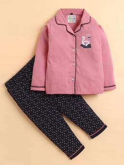 Polka Tots - Cotton Full Sleeve Swan Print Night Suit