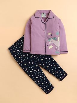 Polka Tots - Cotton Full Sleeve Unicorn Print Night Suit