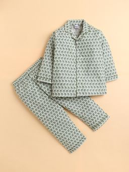 Polka Tots - Cotton Full Sleeve Animal Print Night Suit