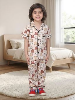 Polka Tots - Cotton Half Sleeve Cow Print Night Suit
