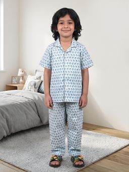 Polka Tots - Cotton Half Sleeve Animal Print Night Suit