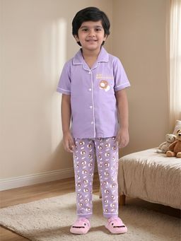 Polka Tots - Cotton Half Sleeve Lion Print Night Suit