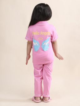 Polka Tots - Cotton Half Sleeve Angle Print Night Suit