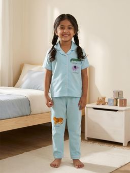 Polka Tots - Cotton Half Sleeve Elephant Patch Night Suit