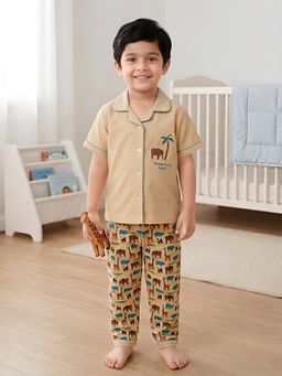 Polka Tots - Cotton Half Sleeve Elephant Print Night Suit