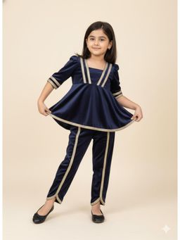 THE WISHING CLOSET - Navy Blue Dress-Style Velvet Co-Ord