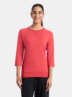 Jockey - AW14 Women Cotton Viscose Elastane 3/4th Sleeve T-Shirt - Cardinal