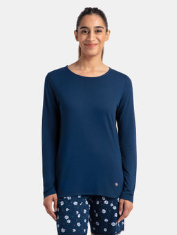 Jockey - RX21 Women Micro Modal Cotton Solid Round Neck T-Shirt - Pageant Blue