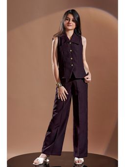Lagorii - Purple Printed Straight Top with Pant