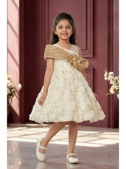 Lagorii - Cream Embellished Flared Dress