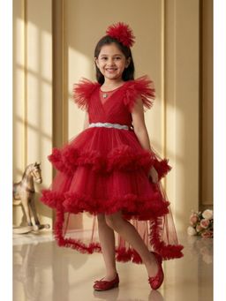 Lagorii - Red Embellished Flared Dress