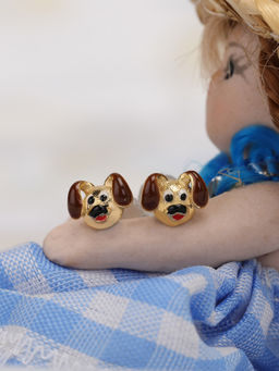 Praavy - 925 Sterling Silver The Golden Puppy Kids Studs