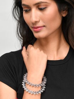 Silvermerc Designs - Silver Toned Oxidised Handcrafted Bangles (Set of 2)