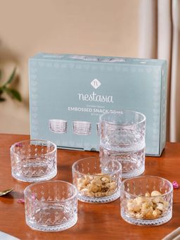 Nestasia - Diamond Embossed Glass Snack Bowls 220ml