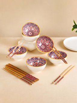 Nestasia - Mandala Floral Ceramic Bowl And Chopstick