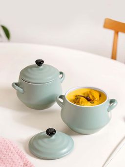 Nestasia - Amara Ceramic Noodle Bowl with Lid Sage Green 450ml