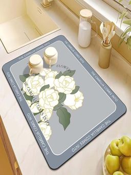 House of Quirk - Dish Drying Mat for Kitchen Counter Cute Print Drainer Mats - Grey