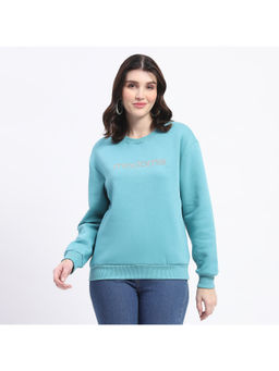 Madame - Women Fleece Turquoise Sweatshirt