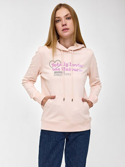 Cover Story - Light Pink Slogan Print Hoodie