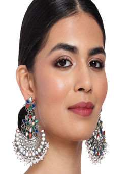 Accessher - Women Silver Plated Tone Pearl Handcrafted Earrings For Women & Girls - Multi