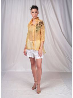 Seesa - Buff Yellow Organza Overshirt