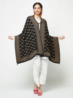 KnitStudio - Dual-Tone Knitted Black Stole