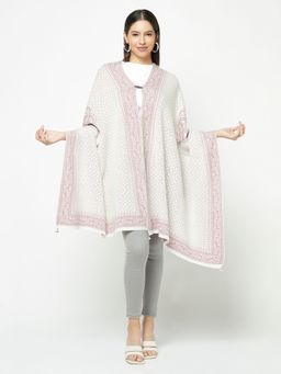 KnitStudio - Dual-Tone Knitted White Stole