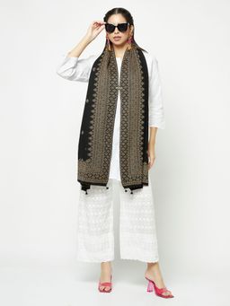 KnitStudio - Dual-Tone Knitted Black Stole