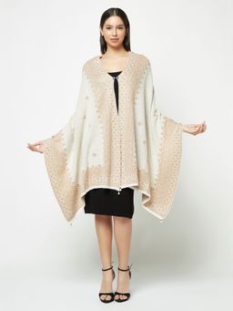 KnitStudio - Dual-Tone Knitted Off White Stole