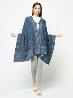 KnitStudio - Dual-Tone Knitted Teal Stole