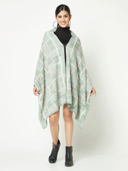 KnitStudio - Monochromic Sea Green Checked Stole