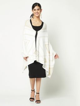 KnitStudio - Luxury Designer Off White Stole, Elegance Redefined