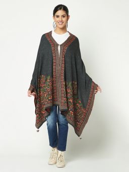 KnitStudio - Floral Edge Design Dark Grey Stole
