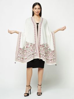 KnitStudio - Floral Edge Design White Stole