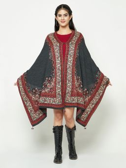 KnitStudio - Edge Floral Design Dark Grey Stole
