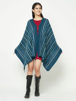 KnitStudio - Indulge In The Elegance Of A Teal Striped Stole