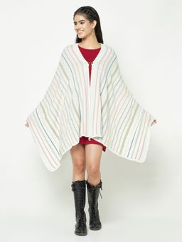 KnitStudio - Indulge In The Elegance Of A White Striped Stole