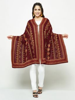 KnitStudio - Tribal Essence In Maroon Edge Knitted Stole