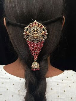 GRIIHAM - Multi-Color Gold Finish Guaranteed Crystal Beads Quality Half Hair Choti/Jada