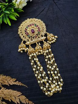 GRIIHAM - Multi-Color Gold Finish Guaranteed Quality Half Hair Temple Collection Choti/Jada